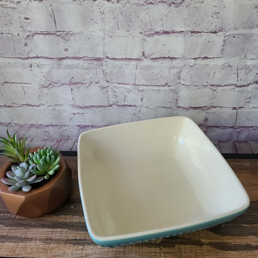 Ethos UK Design Aqua Cream Ceramic Square Baking Serving Dish 10